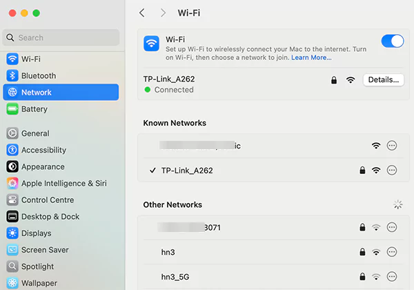 Disable unused connection on Mac