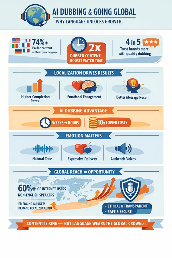 How AI dubbing helps reach a global audience. 