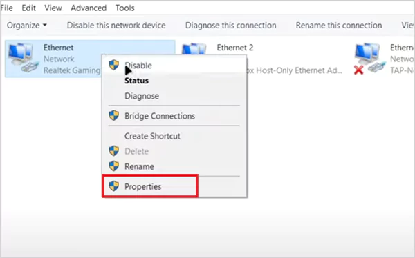 Right click Properties