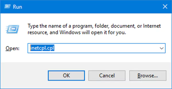Type inetcpl cpl in the Run box