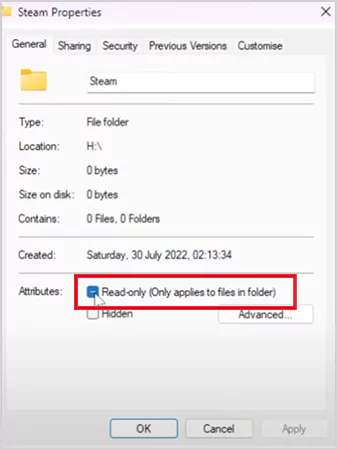 Uncheck the Read only option
