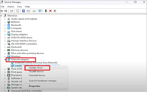 Update your network adapters