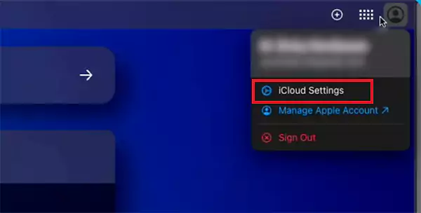 Account icon then iCloud Settings