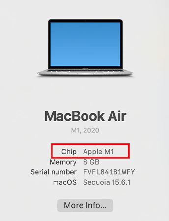Chip details of MacBook Air