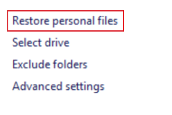 Click on Restore personal files
