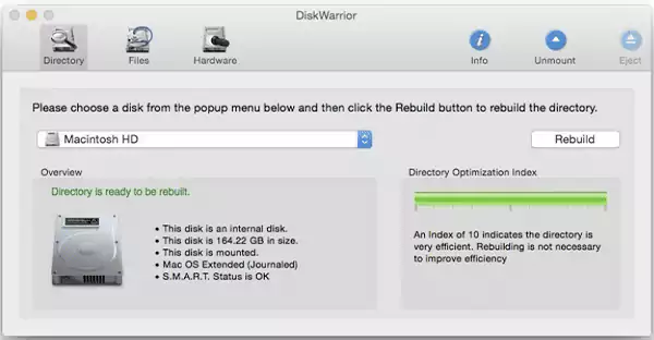 DiskWarrior Software Interface on Mac