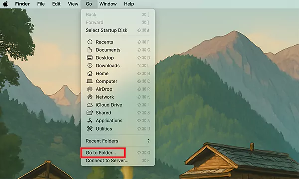 Go then Go to Folder
