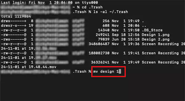 Move the file out of Trash