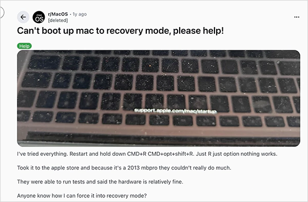 Reddit query on Recovery Mode