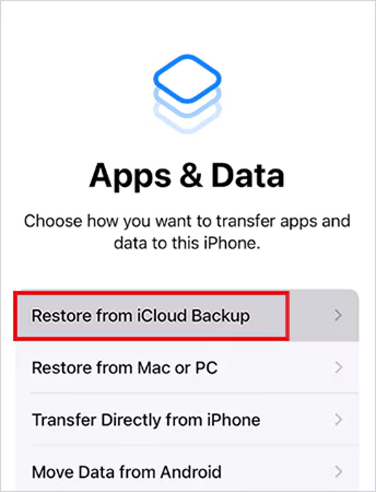 Restore from iCloud Backup