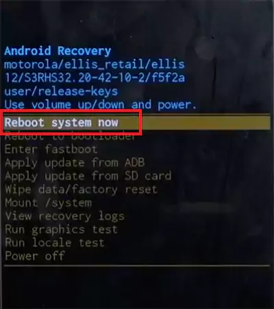 Select the Reboot system now option