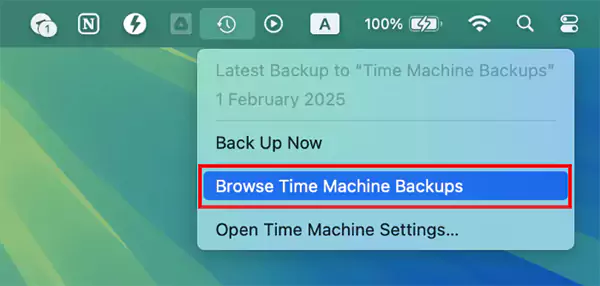 Click on Browse Time Machine Backups