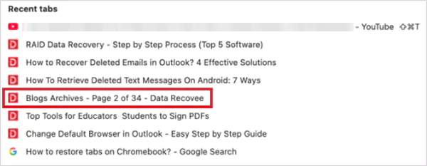 Click on the tab you want to restore