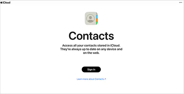 Contacts on iCloud com