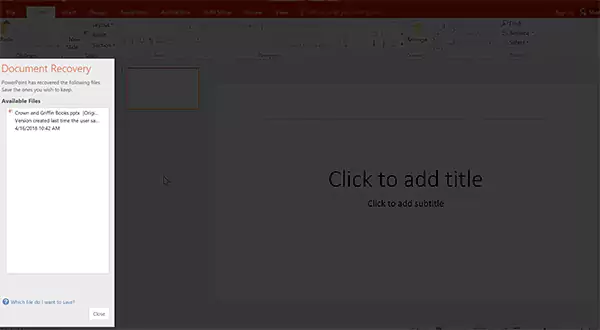 Document Recovery Pane