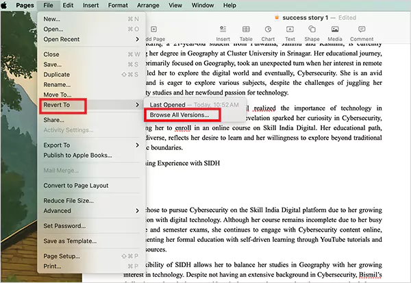 Go to File Revert To Browse All Versions