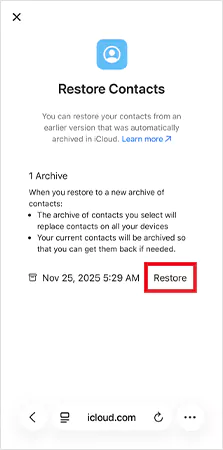 Restore an archive