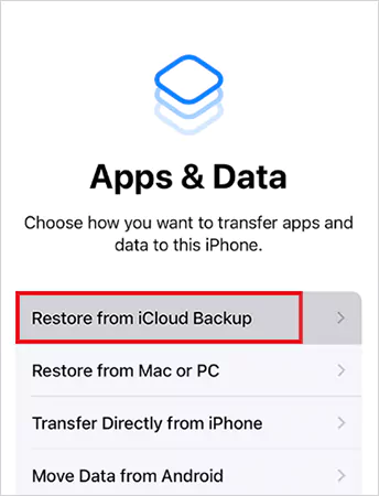 Restore from iCloud Backup