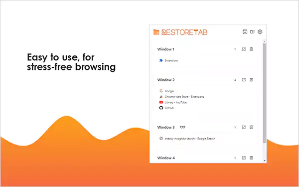 RestoreTab Chrome extension
