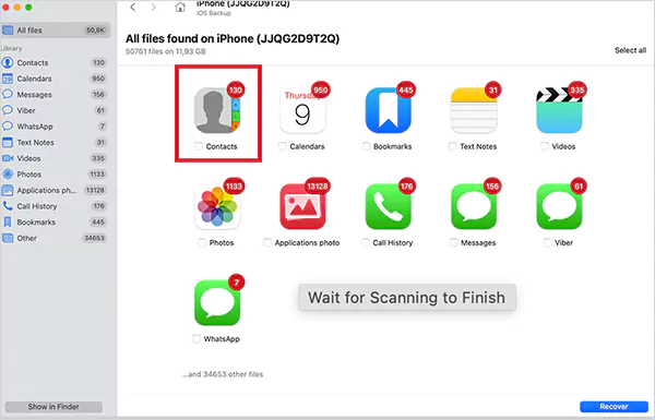 Select the contacts and click on Recover