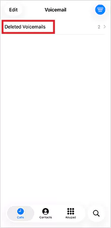 Tap on the Deleted Voicemails option