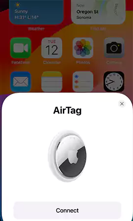 AirTag pairing pop up