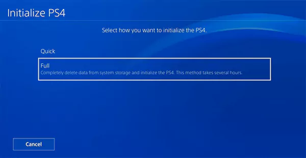 Choose between quick and full options