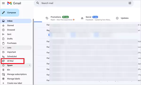 Click on All Mail
