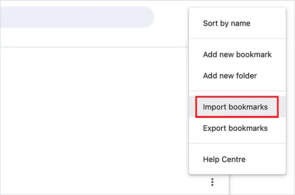 Click on Import Bookmarks