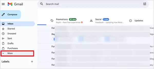 Click on More from the side panel