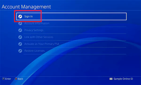 Click on the Sign In option