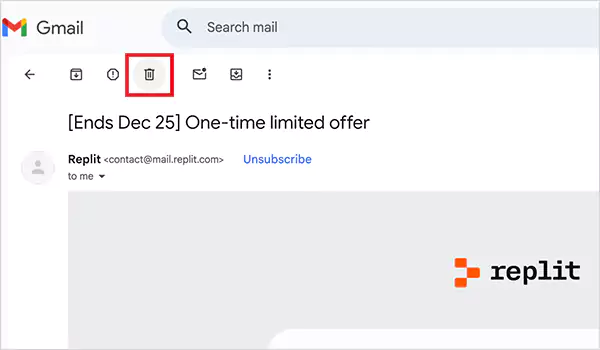 Click on the trash icon