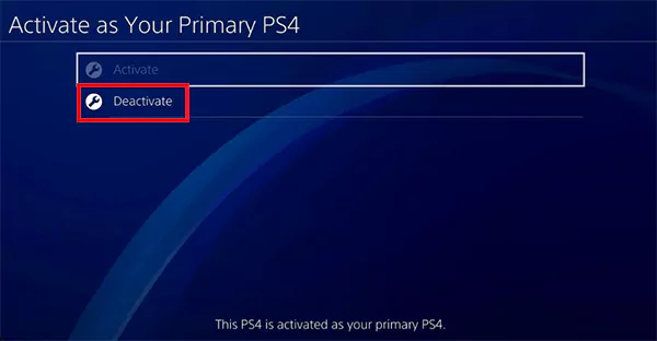 Deactivate your PS4 as primary