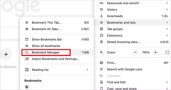 Go to Bookmark Manager