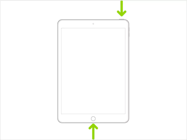 Press and hold the top and home buttons