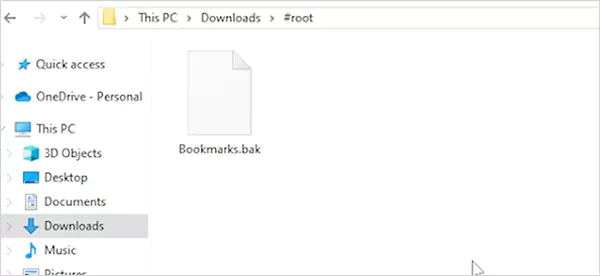 Recover the Bookmarksbak file