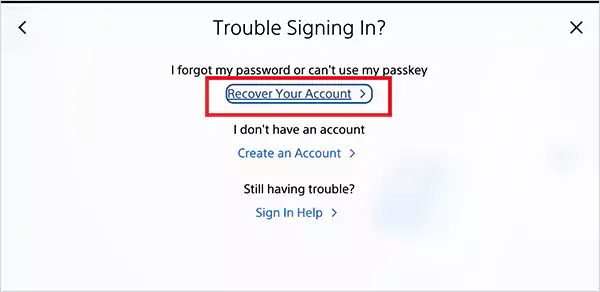 Select Recover your account