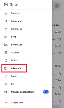 Select the All emails option