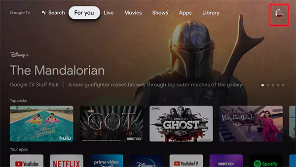 Select your profile icon