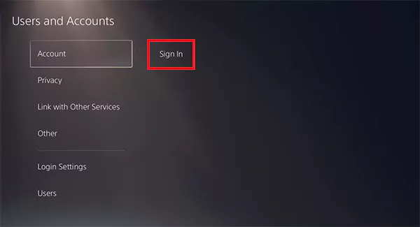 Settings Users and Accounts Account Sign In