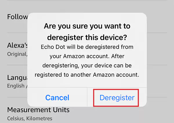 Tap on Deregister to confirm