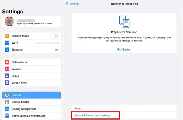 Tap on Erase All Content and Settings