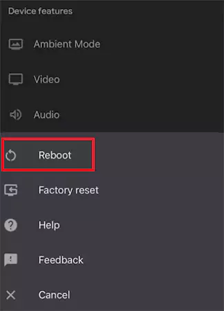 Tap on Reboot