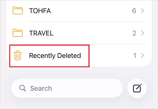 Tap on Recently Deleted