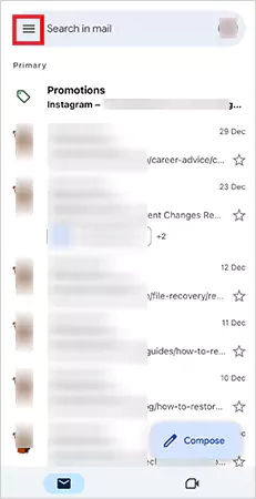 Tap on the three line menu icons
