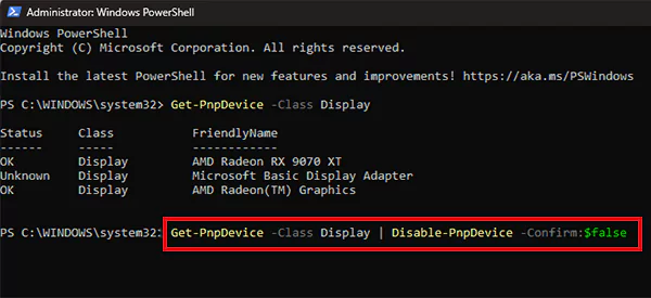 Use the command to disable the drivers