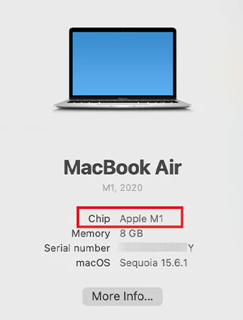 Chip details of MacBook Air