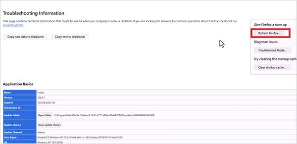 Click on Refresh Firefox