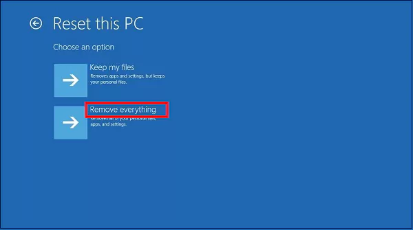 Click on Remove Everything