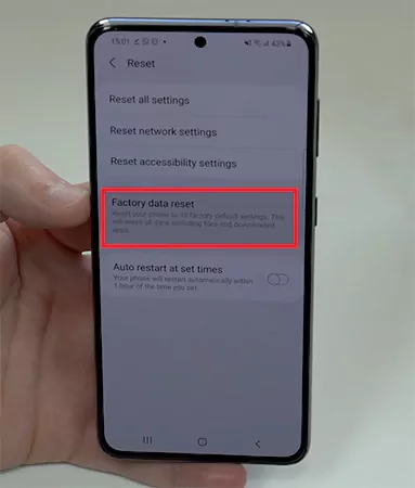 Factory reset on a Samsung device